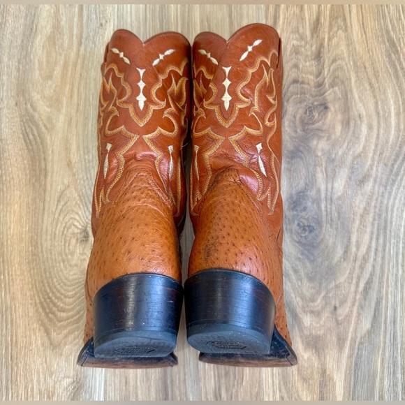 Vintage Tony Lama Smooth Ostrich Cowboy Boots 9 D  Pin Quill White Label EUC - Picture 5 of 7